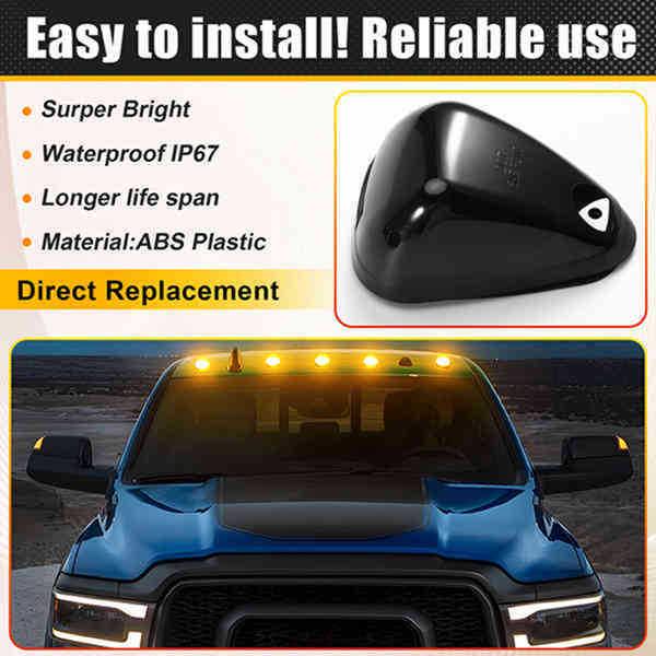Set of 5 Roof Lights Compatible with Ford Vehicles, Pickup Trucks, Off-Road Vehicles, 12V Roof Warning Lights