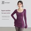 Women's Autumn/Winter Ruffle Waist-Cinching Elegant Long Sleeve Yoga Top