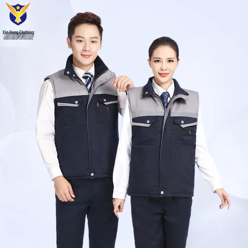 Custom LOGO Reflective Workwear Vest with Thick Padding for Warmth