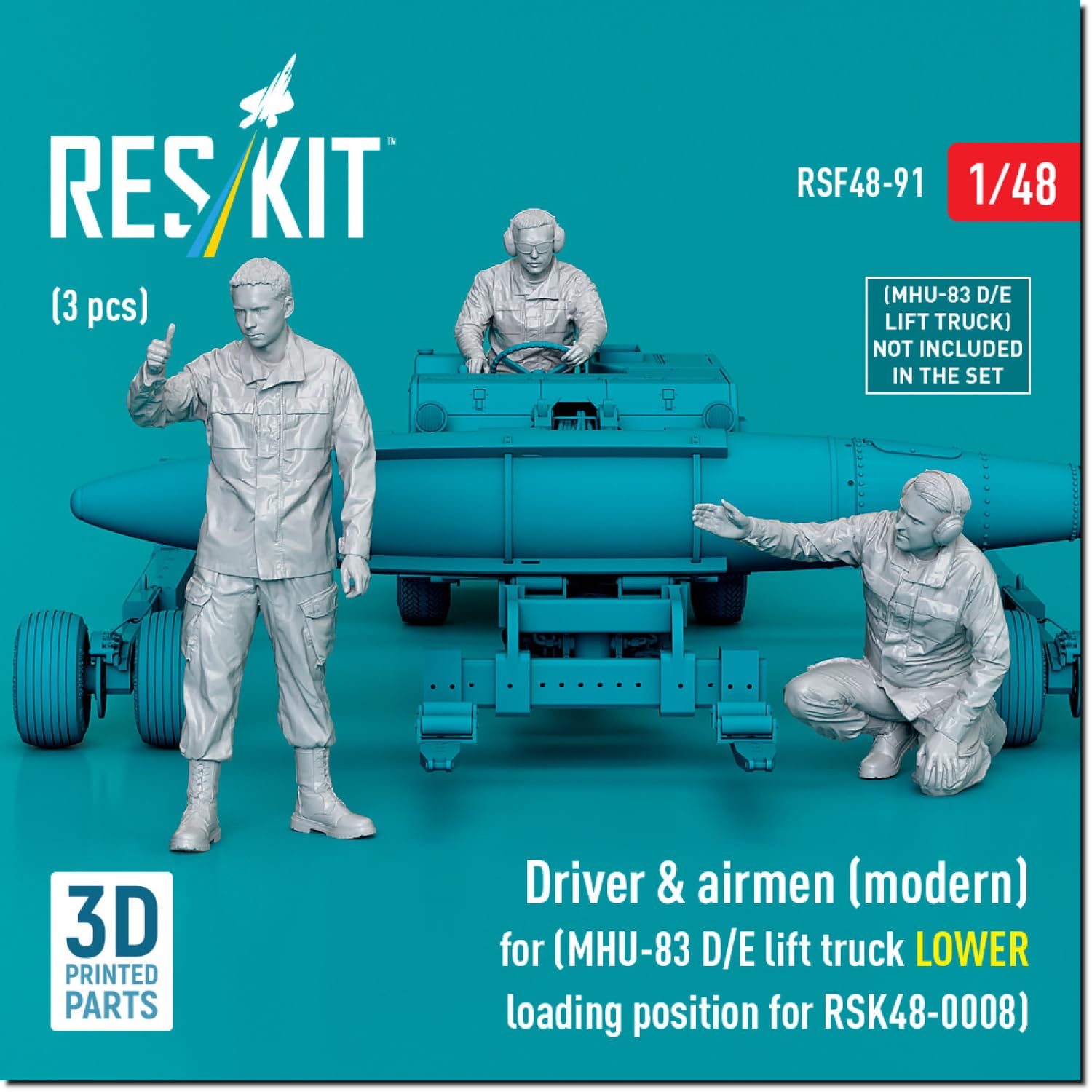 

Reskit Поздняя Модель Загрузчик Бомб Низкое Положение Современный Экипаж 3 Фигуры Reskit Набор из Смолы 1/48 MHU-83D/E (Для RSKS48-0008) RSKF48-0091 (Человек)