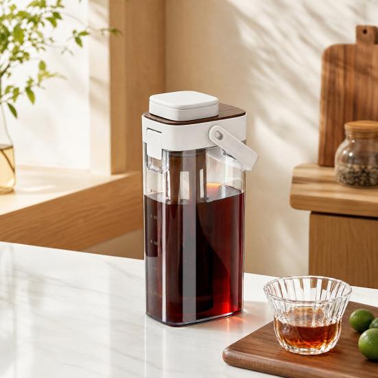 Macchina per Caffè Cold Brew, Brocca Cold Brew da 1000 ml con Coperchio, Caraffa Termoresistente per Tè Freddo per Frigorifero, Pentola Cold Brew Portatile per Casa