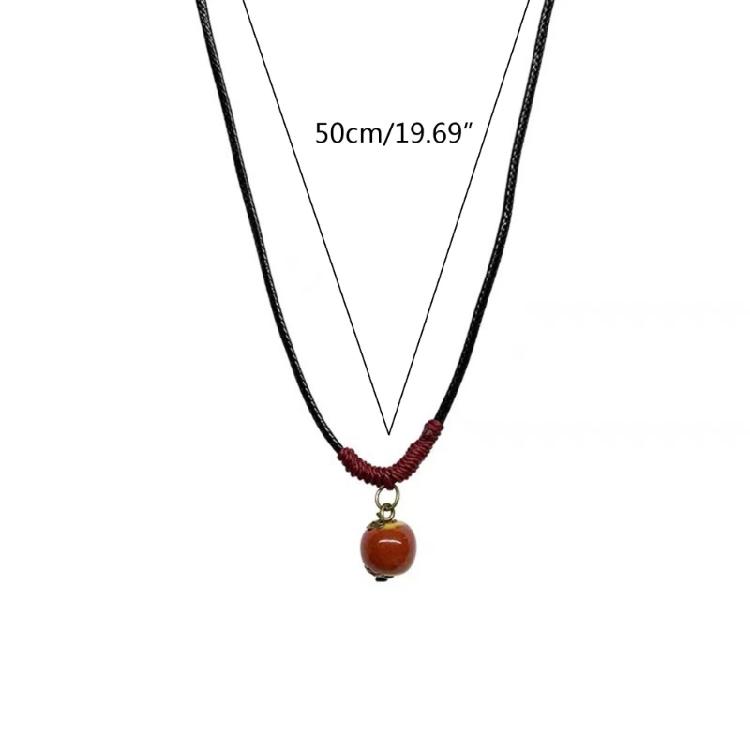 Fashion Ceramics Beads Pendant Necklace Ethnic Long Chain Jewelry Gift for Women