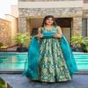 Teal Green Traditional Printed Lehenga Set with Dupatta