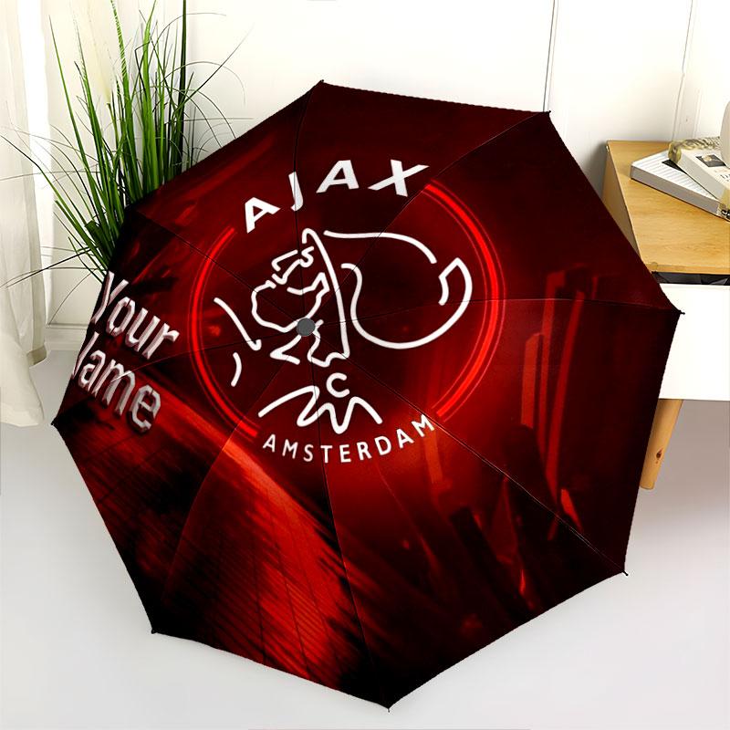 1 PC Automatic Folding Umbrella - AFC Ajax Custom Name Pattern, Portable & Foldable Design with 8 Ribs, Christmas Birthday Gifts