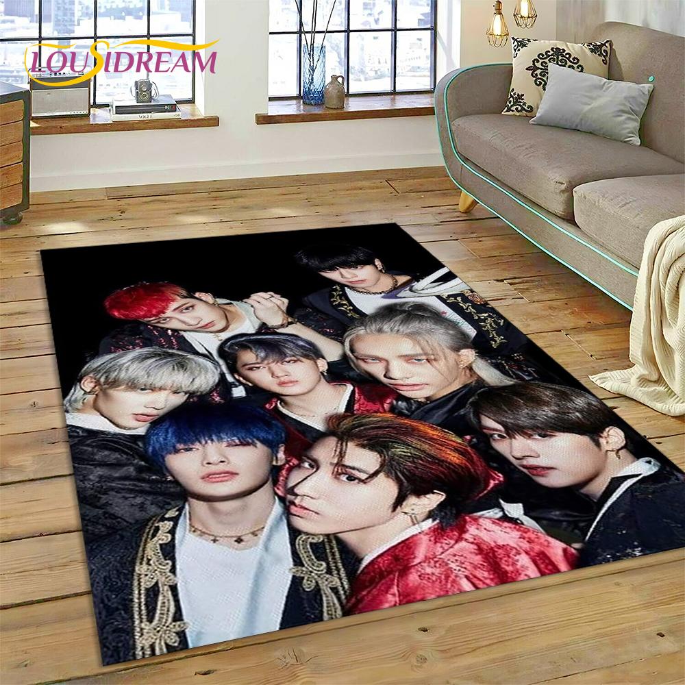 HD Korea Kpop Stray Kids 3D Singer Rug Carpet for Living Room Bedroom Home Decor,Floor Mat Non-slip Decoration for Sofa Doormat
