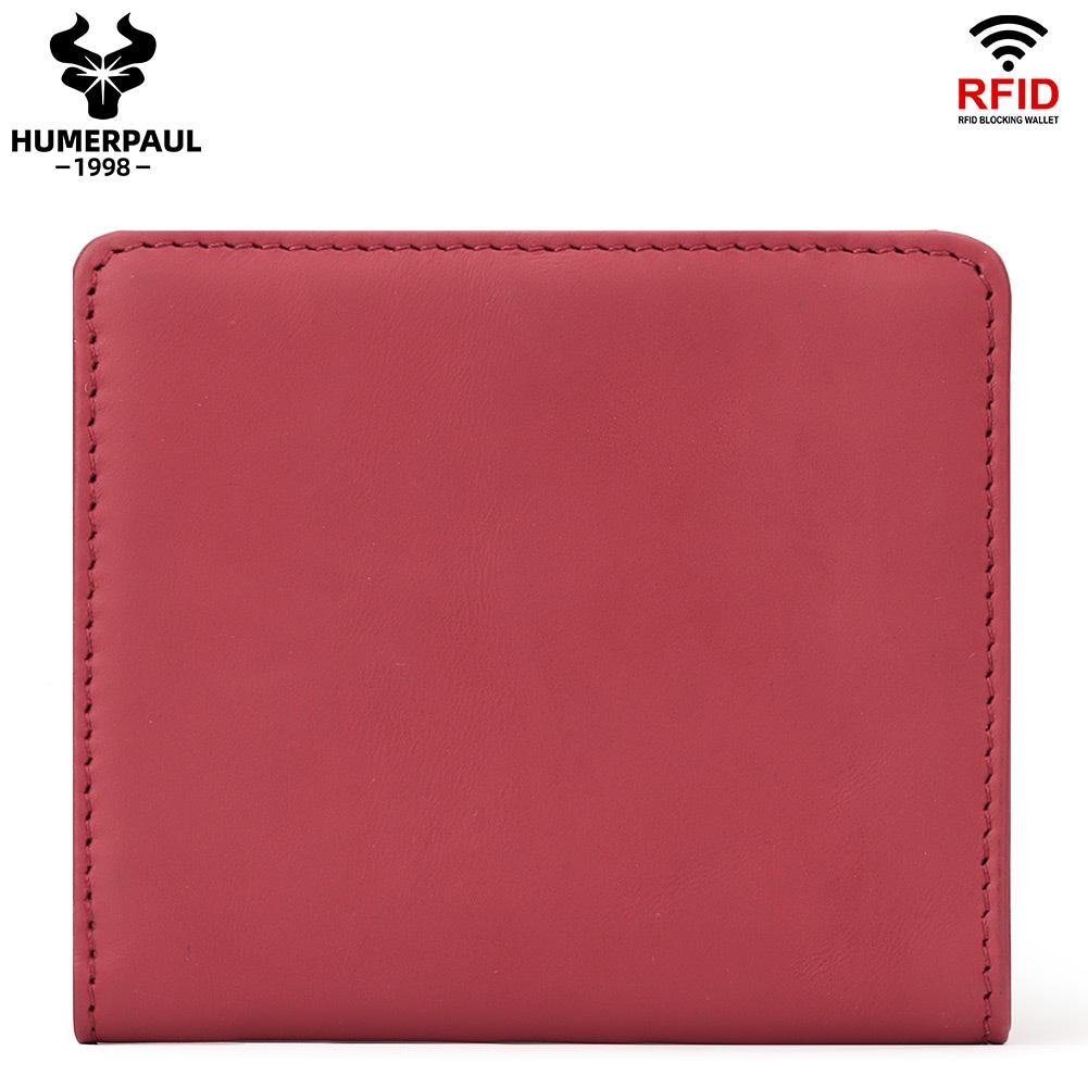 Humerpaul Ladies Clutch First Layer Cowhide Wallet Thin Wallet Large Capacity Coin Bag with Photo Window Coin Purse