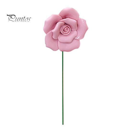 Ceramic Flower with Stem Realistic Handcrafted Artificial Home Colorful Blossom Decoration Office Living Room Vase Fake Simulation Decor