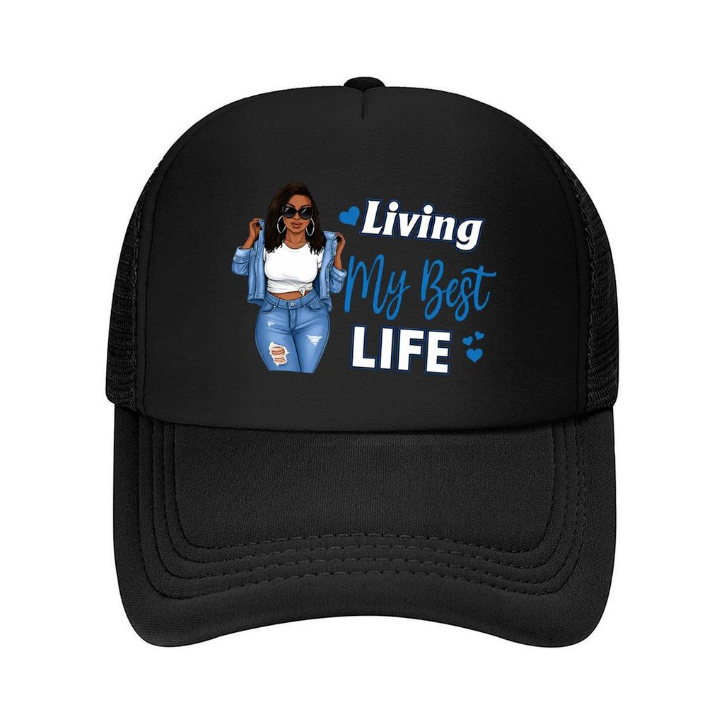 Graphic Living My Best Life Mesh Baseball Cap Hip Hop