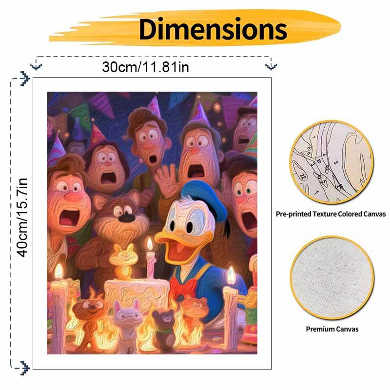 Disney digital oil painting art painting Donald Duck birthday party handmade diy home decorations