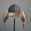 Pălărie de blană naturală din piele naturală 100% pentru femei, blană de vulpe argintie naturală, pălării pufoase Ushanka, iarnă, urechi groase, calde, șapcă bomber de modă