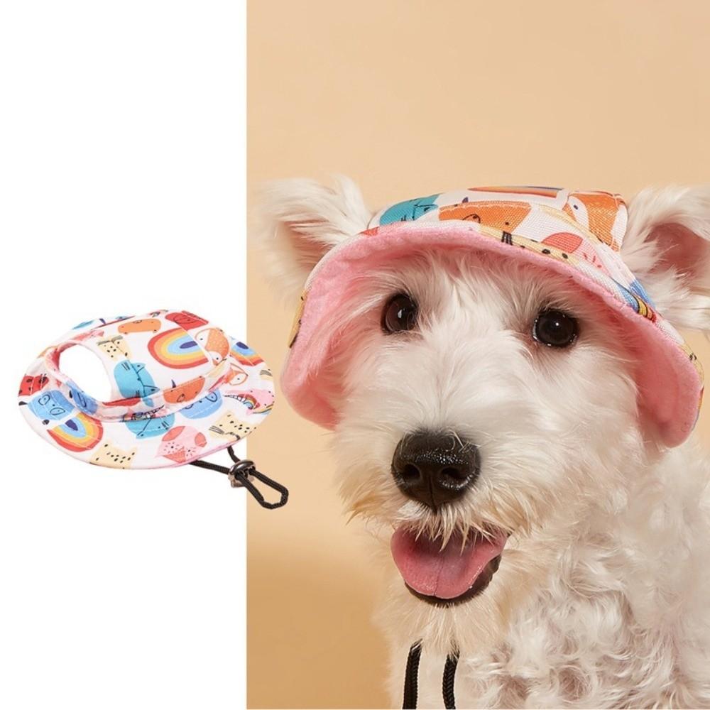 

Adjustable Pet Cat Sun Hat Cartoon Animal Pet Baseball Cap Dog Sunscreen Hat Outdoor Travel 3.5-6kg белый
