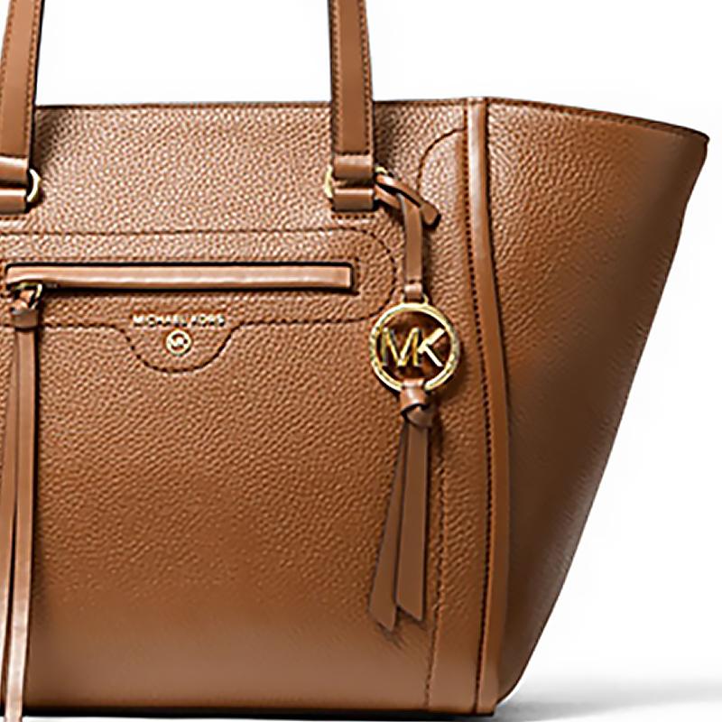 Michael Kors Carine Solid Letter Logo Commuter Leather Tote Bag Women Tote Brown 30S1GCCT3L230