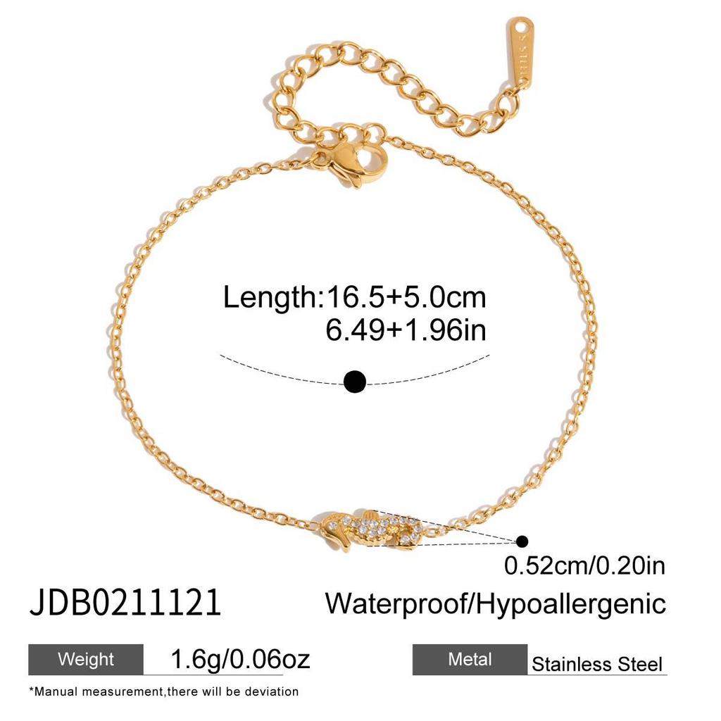 Quiet Chic Animal Resort Style 18K Gold Stainless Steel Zircon Ocean-Style Women's Bracelet Light Luxury High-End Cross-Border