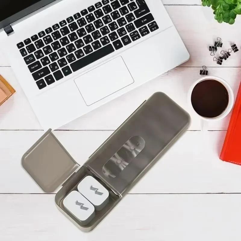 2025 New Creative Data Cable Storage Box Large Capacity Cable Management Box Desktop Multi Grid Solid Color Plastic Boxes