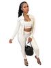Women Color Block Sports Suit Casual Long Sleeve Zip Up Jacket And High Waist Leggings Workout Set
