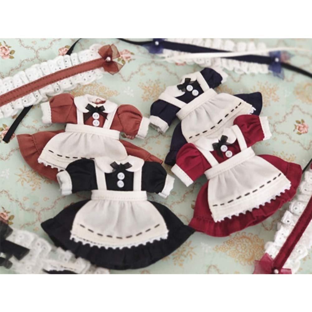 rakulifey Obitsu 11 Maid Outfit with Hair Accessory for 11cm Obitsu 4 Colors Dress, Dolls, (Black)