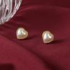 French Vintage Heart Shaped Pearl Stud Earrings Luxury Small Niche Design Minimalist Elegant Jewelry for Women and Girls