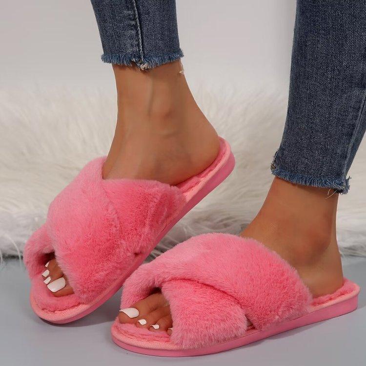 Mode Neue Damen Hausschuhe Offene Zehen Slip-on Flache Schuhe für Damen Indoor Bequem Mode Zuhause Baumwollschuhe Rutschfeste Plateauschuhe