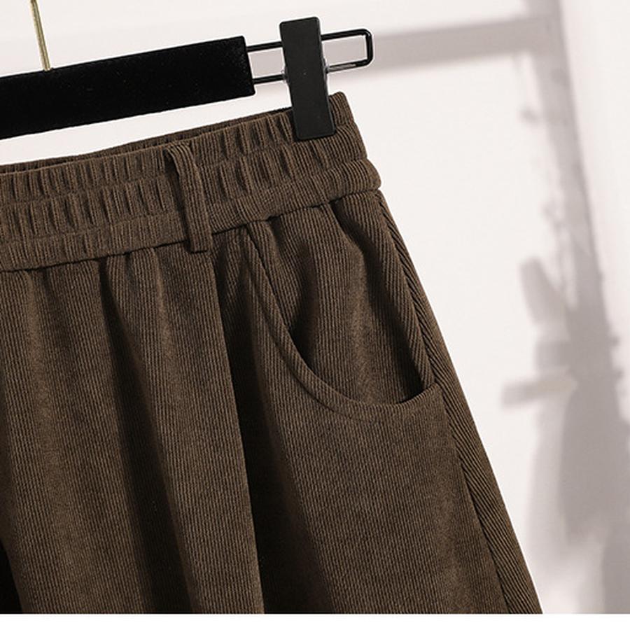 Autumn New Style Corduroy Midi A-Line Skirt for Women, High-Waisted, Slimming, Elastic Waist, Pleated Dress