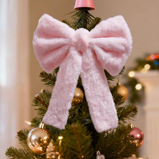 Yousheng Large Pink Fluffy Bow Valentine's Day Decor for Gift Wrapping Christmas Tree Topper Cute Romantic Wall Door Decoration
