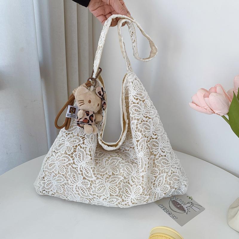 Shoulder bag women's pastoral style water-soluble lace summer gentle fairy large capacity commuter tote bag niche handbag