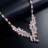 ZAKOL Luxury Brilliant Full Zirconia Leaf Flower Necklace for Women Elegant Dubai Nigeria Bridal Wedding Party Zircon
