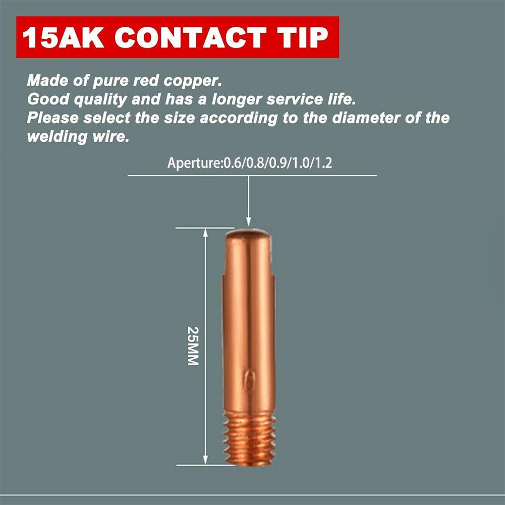 Mig Contact Tip Consumables 16PC MIG Welding MB15 15AK Contact Tip 0.8/1.0/1.2mm Conductive Nozzle Consumables Welding Torch
