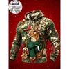 3D Print Christmas Fleece Hoodie Funny Santa Stuck In Chimney Reindeer Snow Scene Pullover Long Sleeve Holiday Sweatshirt
