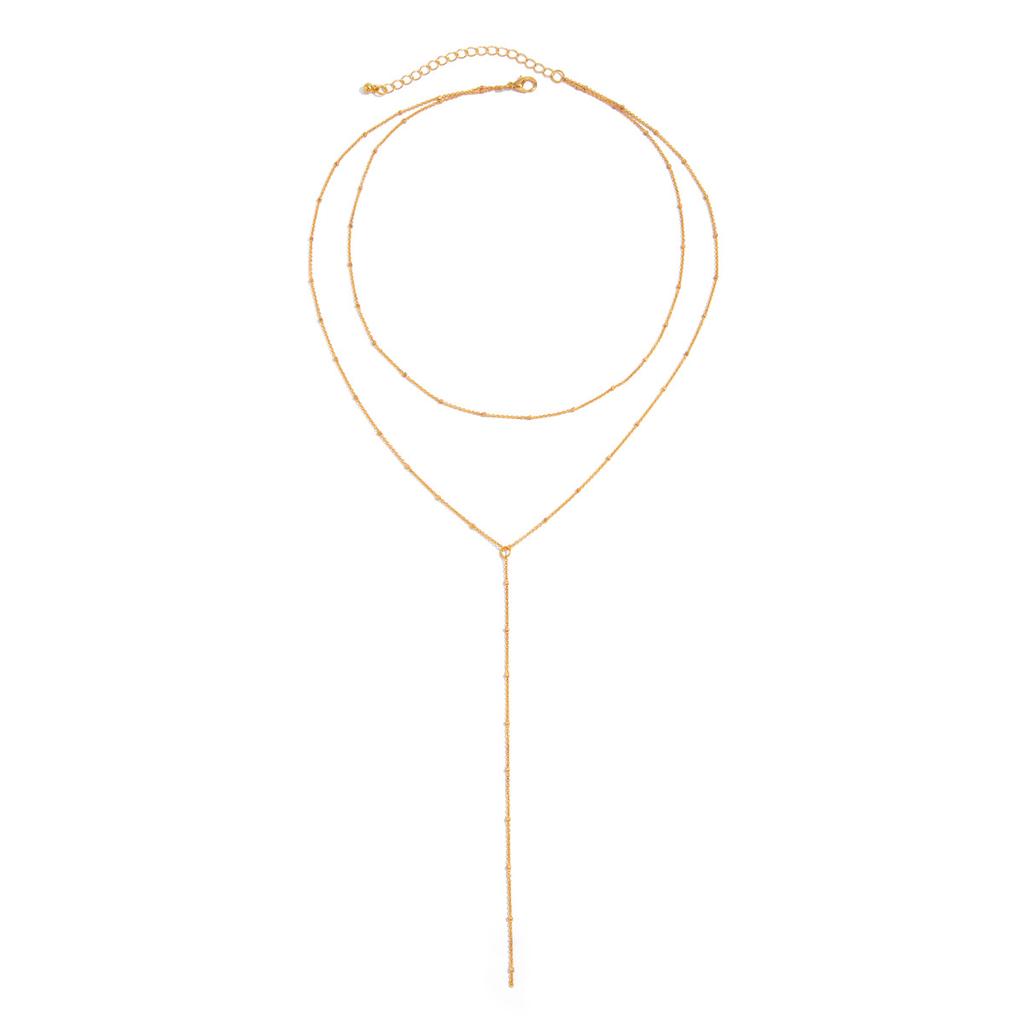 Sexy Diamond-Encrusted Crystal Thin Chain Long Necklace, Light Luxury Flower Imitation Pearl Tassel Necklace