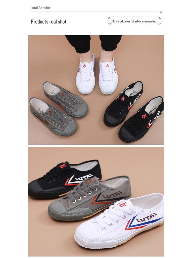 Men's Lutai Round-Toe Canvas Wushu Sneakers – Casual White Athletic Shoes for Running