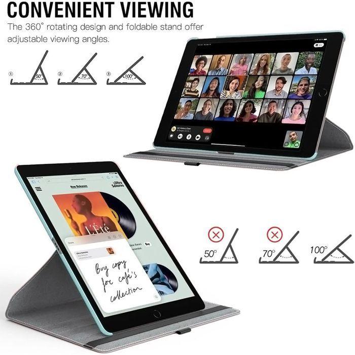 Coque + Verre Trempé - BOOLING - pour iPad 10,2" - Antichoc - Support Rotatif - Bleu