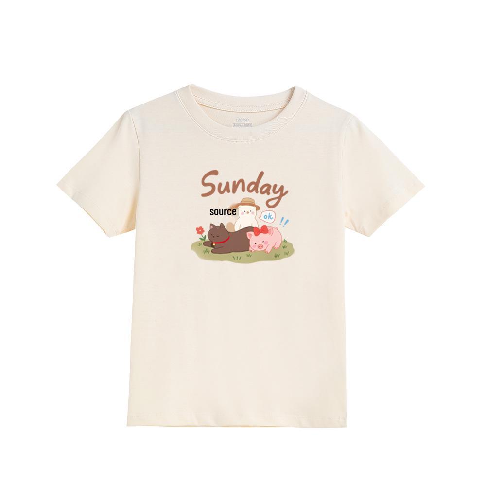 Girls' Fashion Print Short-Sleeve T-shirt - Casual Summer Style Top for Children