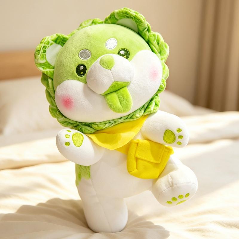 Cartoon Cute Cabbage Dog Plush Doll Green Pink Vegetable Orange Zombie Dog Animal Stuffed Toy Home Decoration Gift For Children