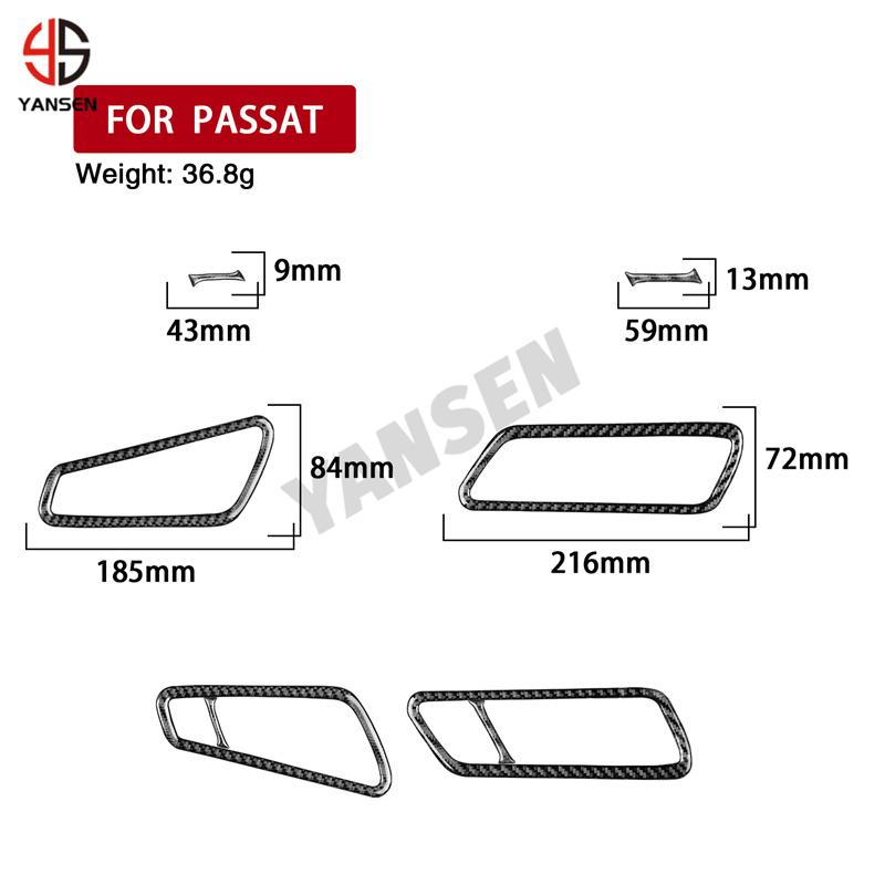 For VW Volkswagen Passat B6 2006-2011 Door Handle Frame Trim Cover Parts Soft Real Carbon Fiber Sticker Car Interior Accessories