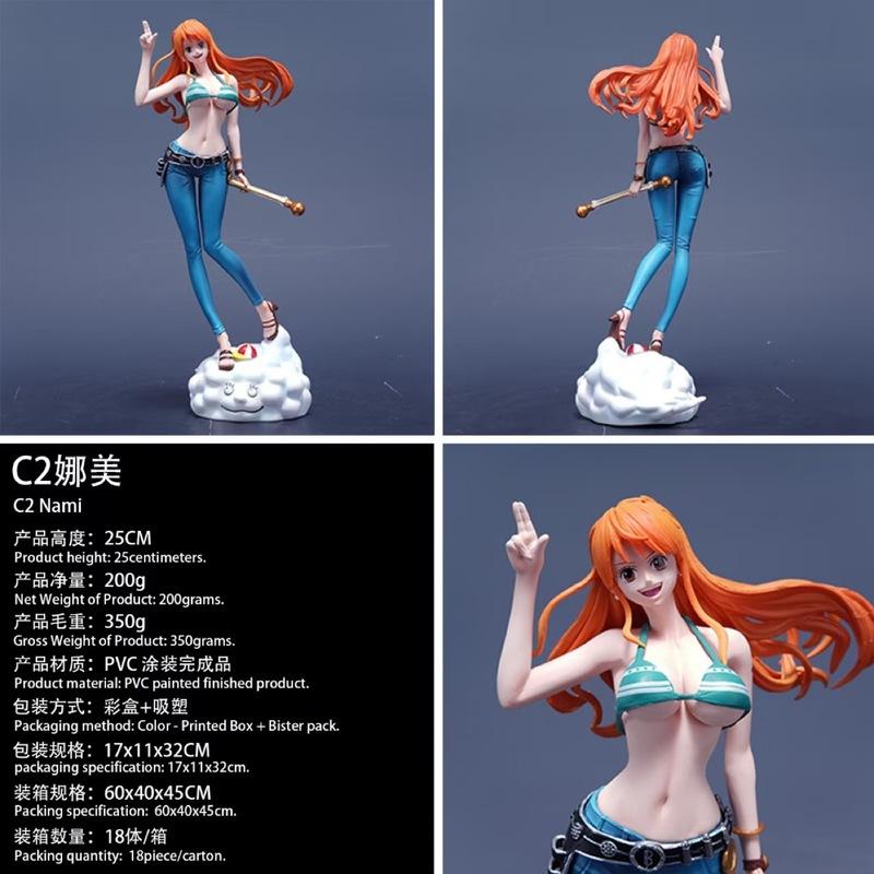 C2 Nami One Piece Anime Gk Figure 25cm Pvc Painted Statue Desk Tabletop Decor Collectible Model Toy Gift For Anime Fans Otaku