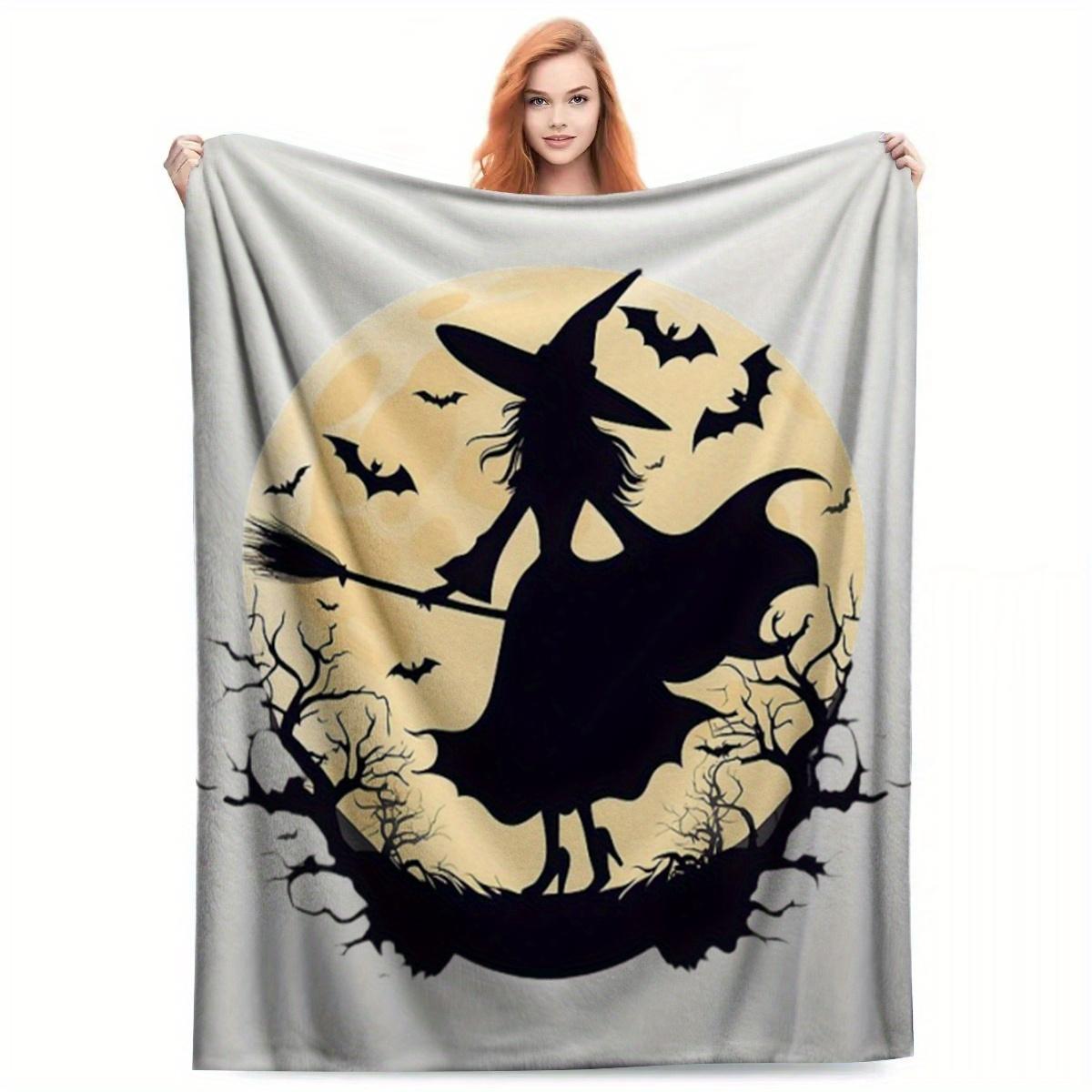 

Spooky Halloween Throw Blanket for Adults - Cozy Flannel with Witch & Bats Design, Perfect for Home Decor & Gift Giving, Machine 75x90cm28x35in