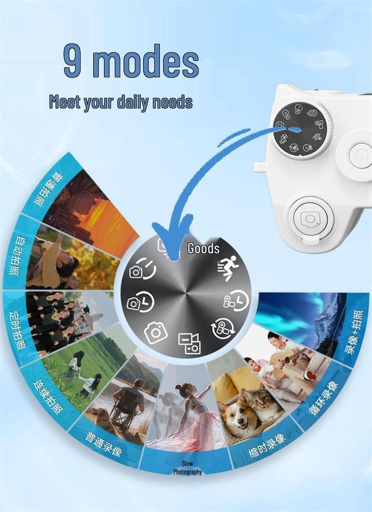 WD07 Mirrorless Digital Camera, 8MP, HD 5K, Dual Front and Rear Cameras, Beauty Self-timer.