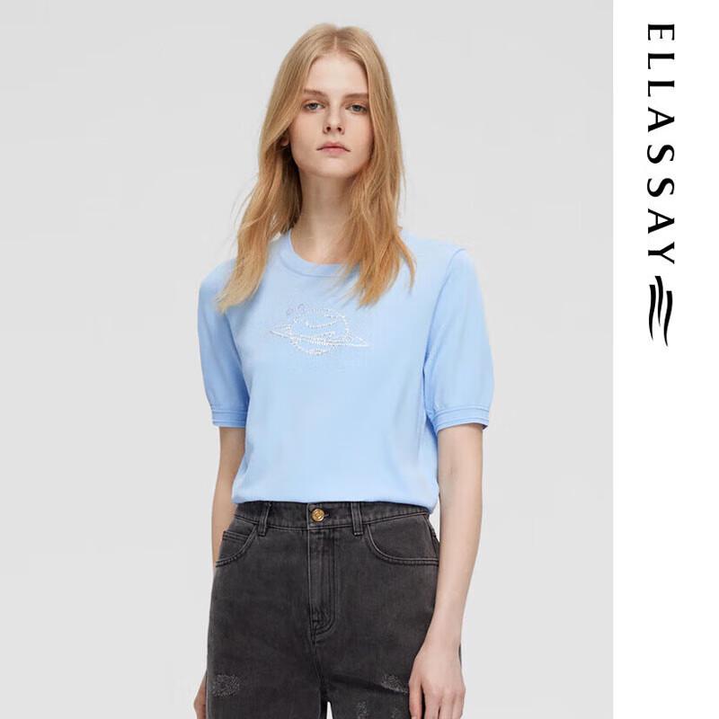 ELLASSAY Women's Short Sleeve Round Neck Knit Sweater EWD352M03700