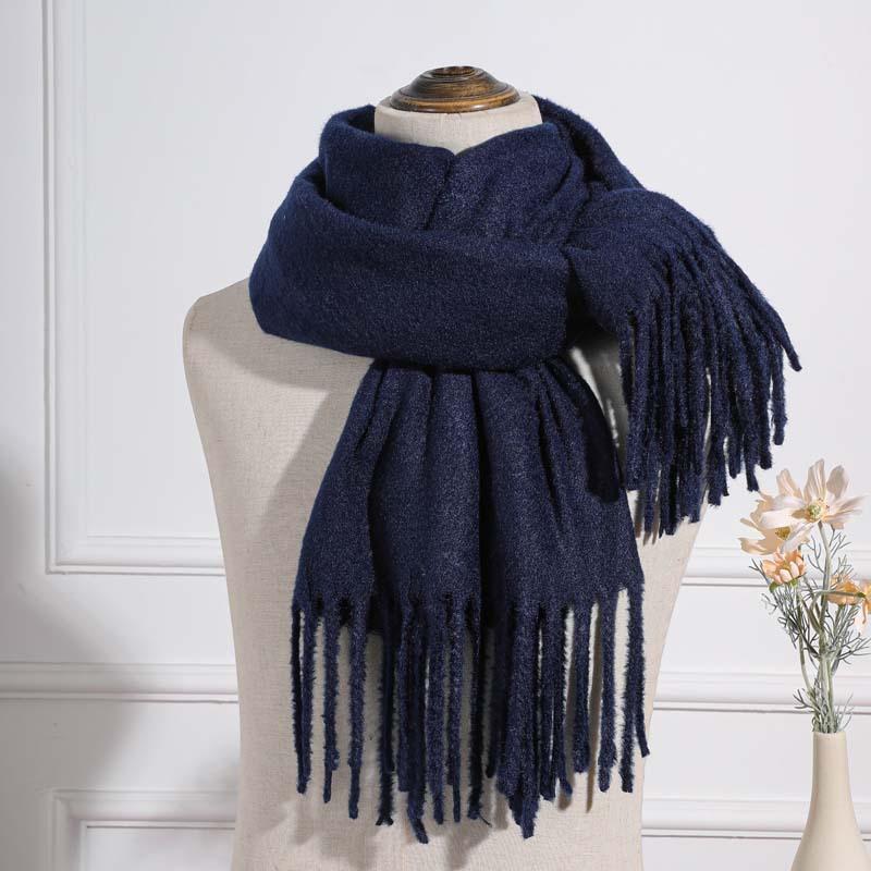Imitation cashmere scarf women's autumn and winter mink hair men's scarf light luxury high-end sense solid color scarf Korean atmosphere sense