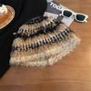 Sweet long brushed mohair knitted hat women's autumn and winter warm colored beanie striped plush fisherman hat