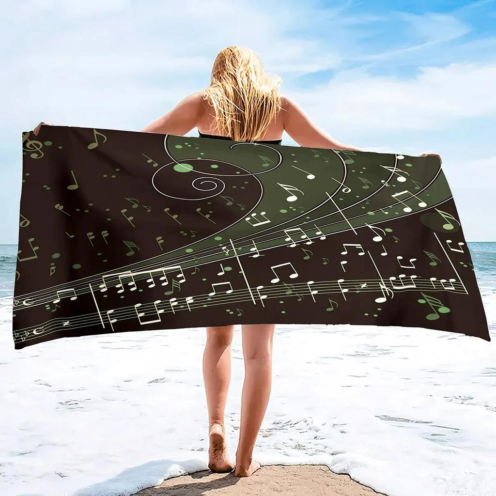 Musical Note Beach Towel Quick Dry Microfiber Absorbent Bath Towel Outdoor Travel Sport Oversized Beach Towels for Adults Kids