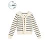ZIHAN Women's 100% Lamb Wool Color-block Striped Crew Neck Sweater