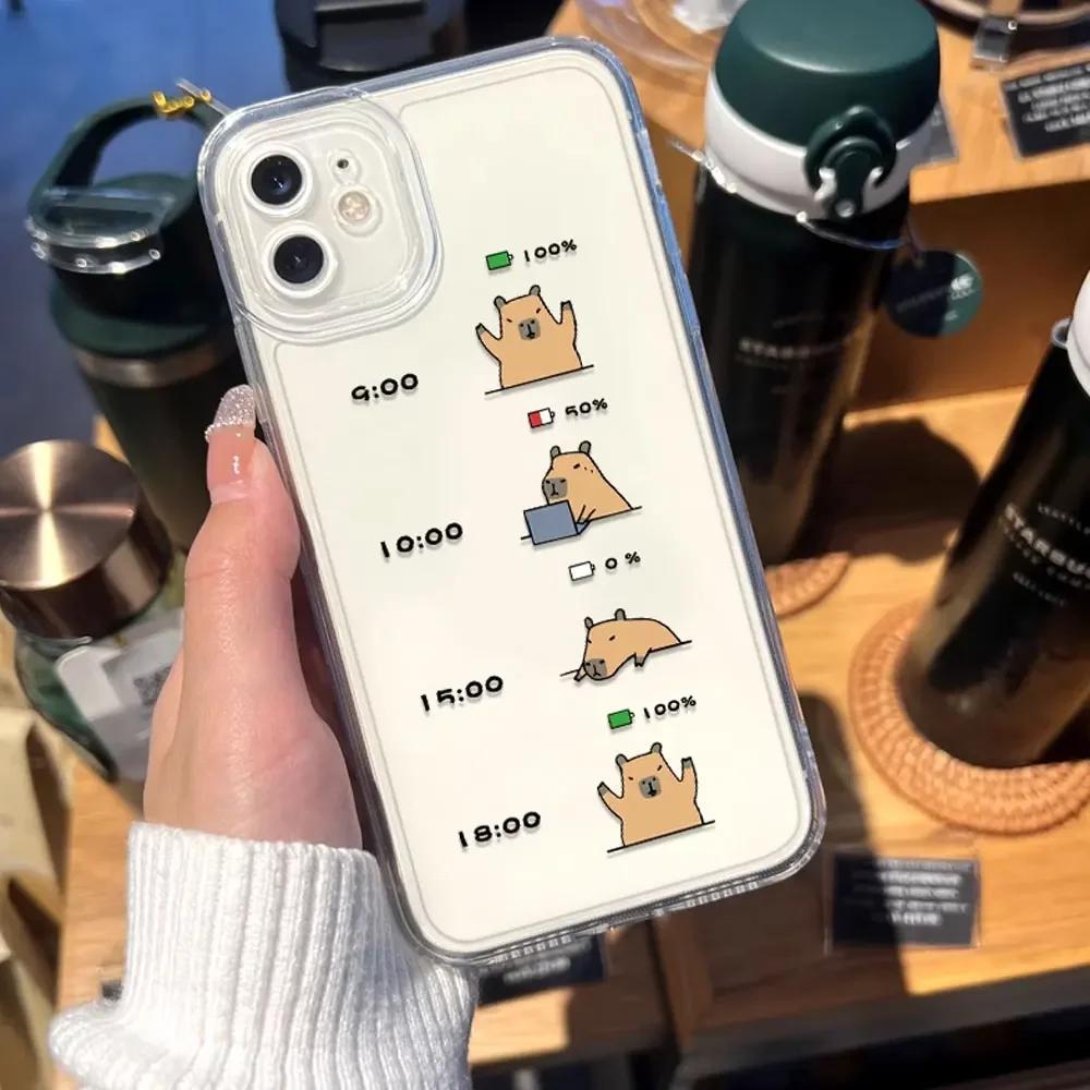 Cute Cartoon Capybara Phone Case for Iphone 12 13 11 14 15 Pro Max X XS MAX XR 7 8Plus SE2 Funny Animal Couple Soft Cover Fundas