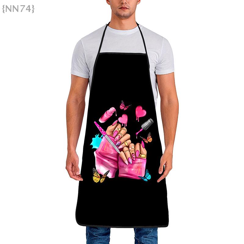 Nagelkonst Tryckt Damförkläde - Smutsskyddande Förkläde För Manikyrsalong, Hemanikyr & Lätt Rengöring, Arbetskläder