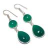 Natural Green Onyx Gemstone Handmade 925 Sterling Silver Earring 2.17" AE-11732