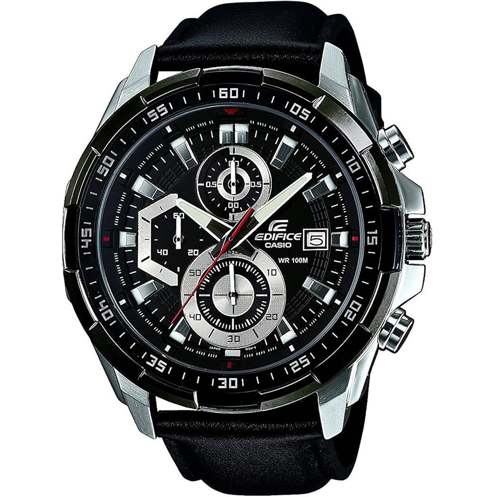 [Casio] CASIO Edifice 100m Waterproof Chronograph Genuine Leather Strap EFR-539L-1A Men s Watch [...