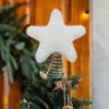 Yousheng Christmas Tree Topper Plush Star Decoration Xmas Five-Pointed Star Tree Topper with Spring for Holiday Tree Decoration