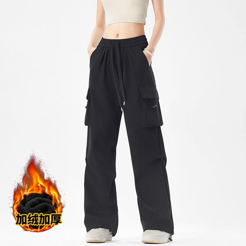 Outdoor autumn and winter new men's charging pants men's and women's hiking sports waterproof and windproof tooling casual wide-leg pants