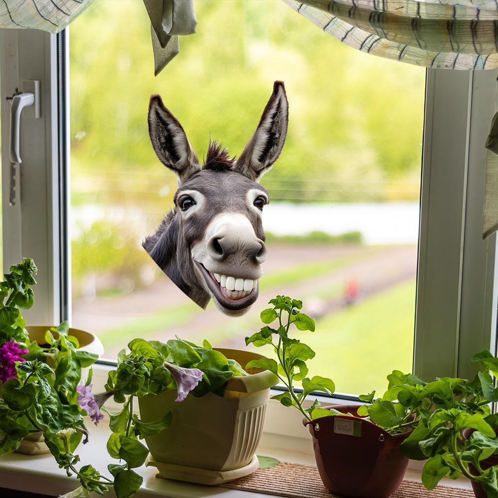 Personalised Quirky Donkey Head Balcony Glass Window Home Beautification Decoration Window Stickers