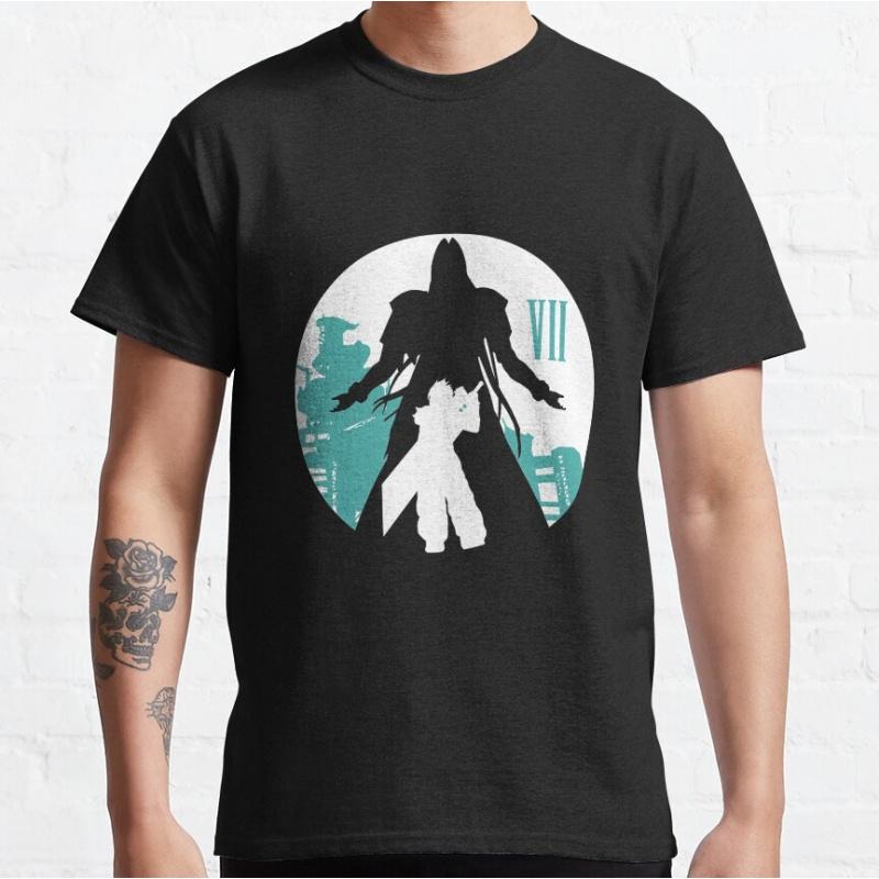 Waiting for Final Fantasy VII Gift t shirt for RPG gamer 100 cotton print tee Mens Short Sleeve Graphic Clothes All size tops S